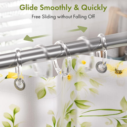 Plastic Shower Curtain Rings, 12 Pcs Clear Shower Curtain Hooks, O Shape Shower Curtain Hooks Rings, Easy to Snap Closure Shower Hooks for Shower Curtain and Liner Bathroom