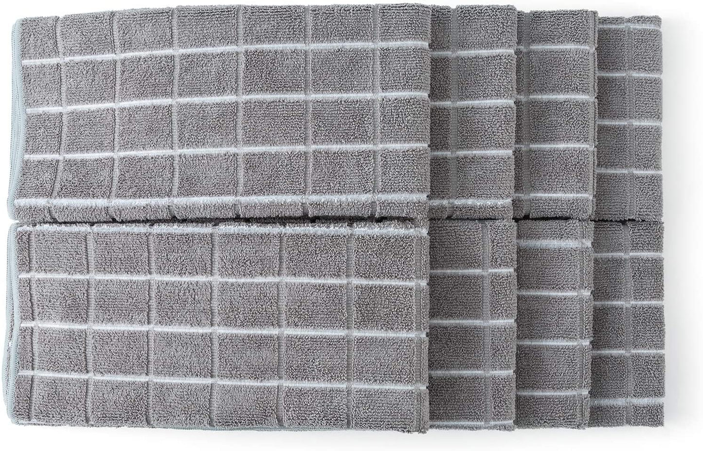 Microfiber Dish Towels - Soft, Super Absorbent and Lint Free Kitchen Towels - 8 Pack (Lattice Designed Gray Colors) - 26 X 18 Inch