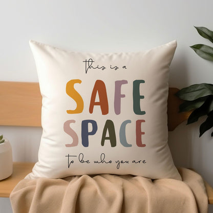This Is a Safe Space Pillow Cover, Therapist Office Decor, Counselor Office Gift, Mental Health Decor, Safe Space Square Pillow, Mental Health Pillow Decor