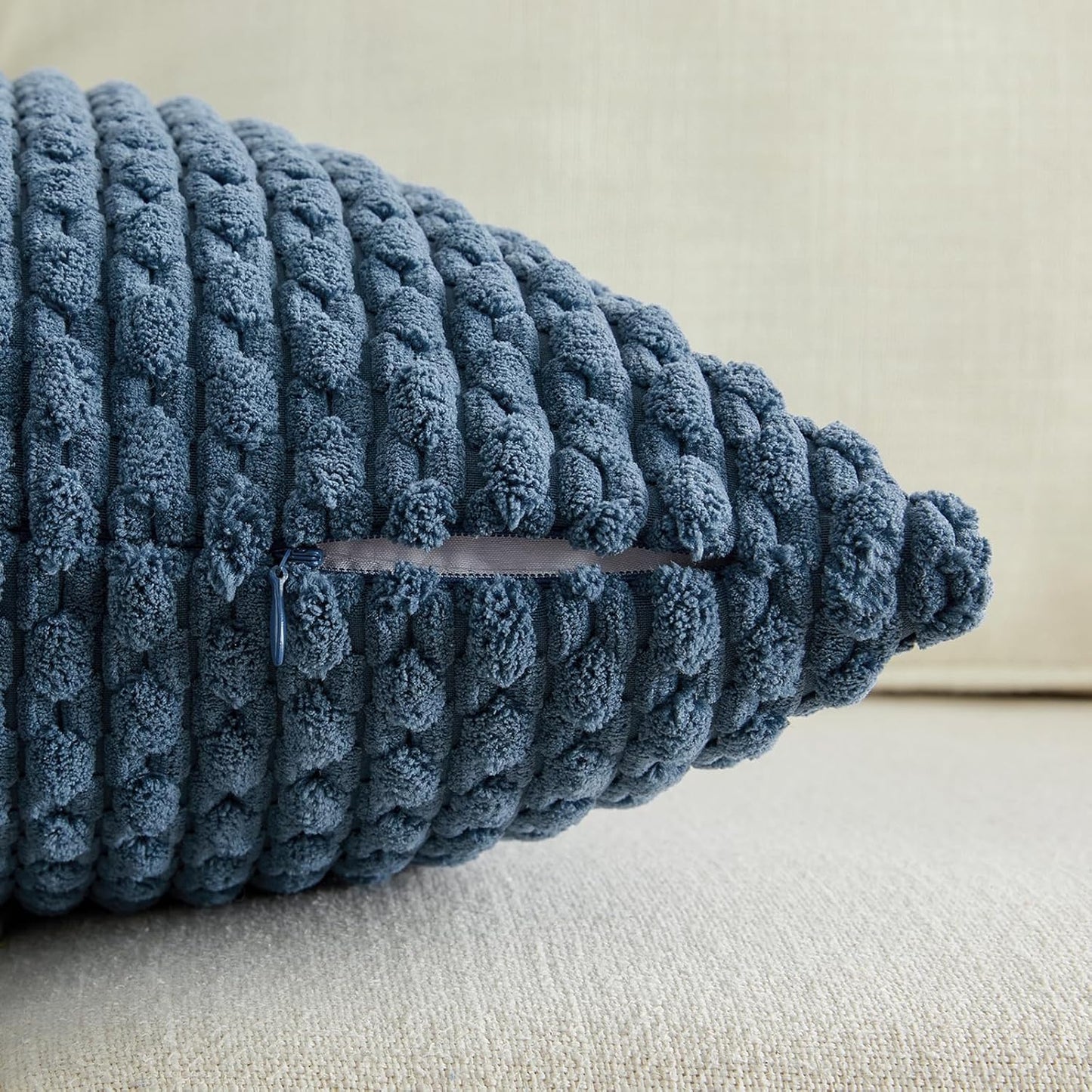 2 Packs Dusty Blue Decorative Throw Pillow Covers 12X20 Inch for Couch Bed Sofa, Modern Farmhouse Boho Home Decor, Soft Cute Plush Corduroy Cushion Case 30X50 CM