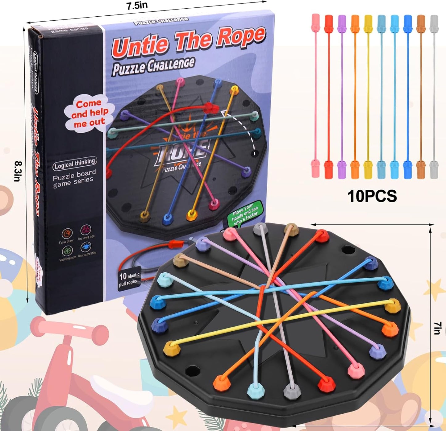 Updated Version Brainy Knots Game,Puzzle New Board Games 2025 Safe and Sturdy for Travel Party Activities Rope Challenge,2 Player Fun Educational Family Board Games for Kids and Adults