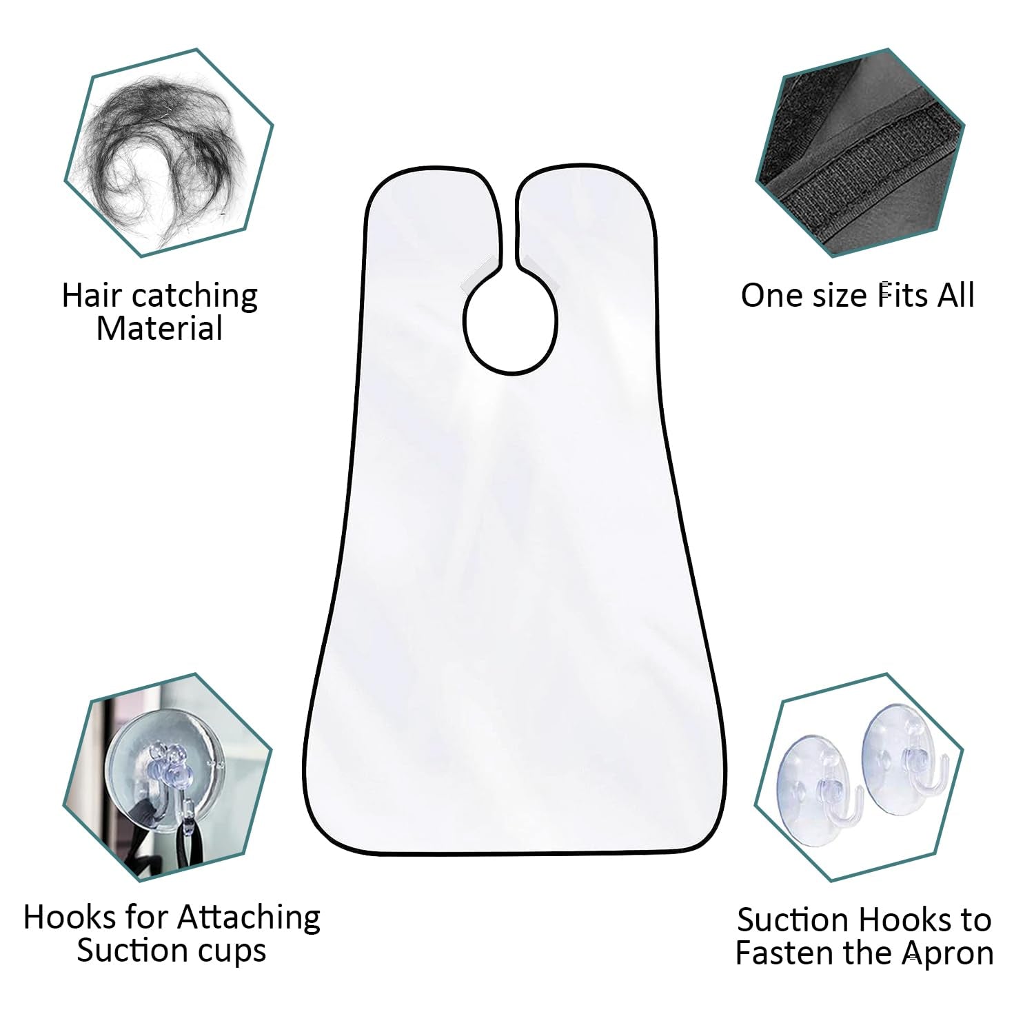 Beard Bib Beard Apron, Beard Hair Catcher for Men Shaving & Trimming Non-Stick Waterproof Beard Cape Grooming Cloth with 3 Suction Cups & a Box Birthday Gifts for Father'S Day Men Him Boyfriend(White)