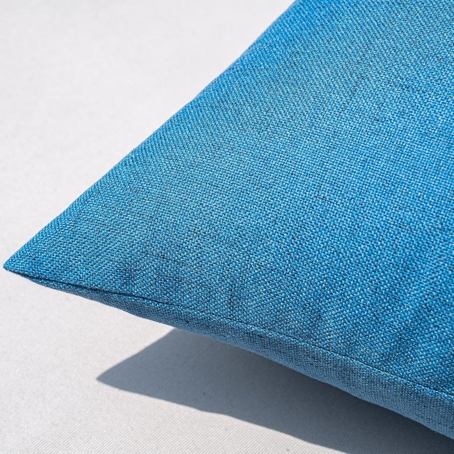 Pack of 2 Outdoor Throw Pillow Covers Waterproof Decorative Soft Pillowcases Linen Farmhouse Square Cushion Shams for Patio Balcony Couch Garden 18X18 Inch，Dark Blue