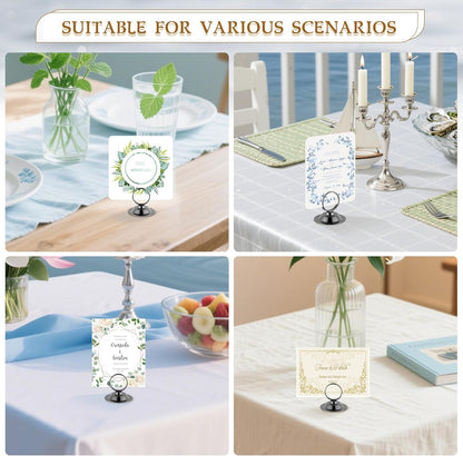 16 PK Table Card Holder Place Card Holders Steel Card Holders for Photos, Food Signs, Memo Notes, Weddings, Restaurants, Birthday (Black)