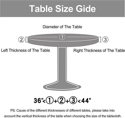 round Fitted Tablecloth with Elastic Edge, 100% Waterproof Oil Proof Plastic Table Cover, Vinyl Flannel Backed Tablecloth Fits 36"-44" round Tables for Dinner, Outdoor, Picnic, Lemon