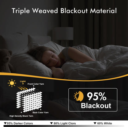 Black Blackout Curtains for Bedroom Living Room 63 Inches Long 2 Panels, Thermal Insulated Room Darkening Drapes Solid Grommet Top Noise Reduction Light Blocking Halloween Window Treatments