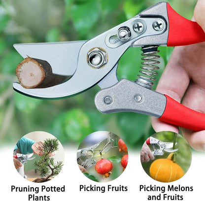 Pruning Shears, Gardening Scissors, Pruners for Gardening, Garden Grass Clippers Hand Hedge Shears, Heavy Duty Garden Tools(Red)