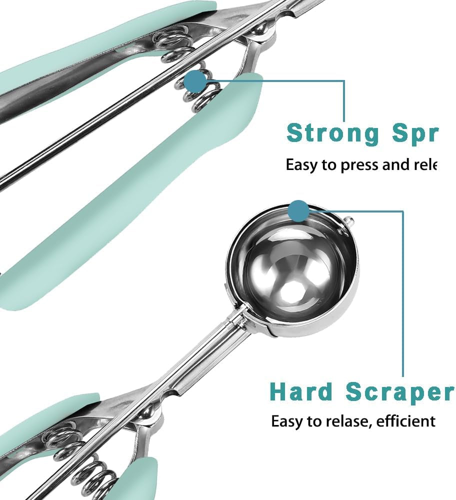 Cookie Scoop 1.5 Tablespoon, Size #50 Cookie Dough Scoop, Cookie Scoop for Baking, Mint, Spring-Loaded Scoop, Comfortable Grip