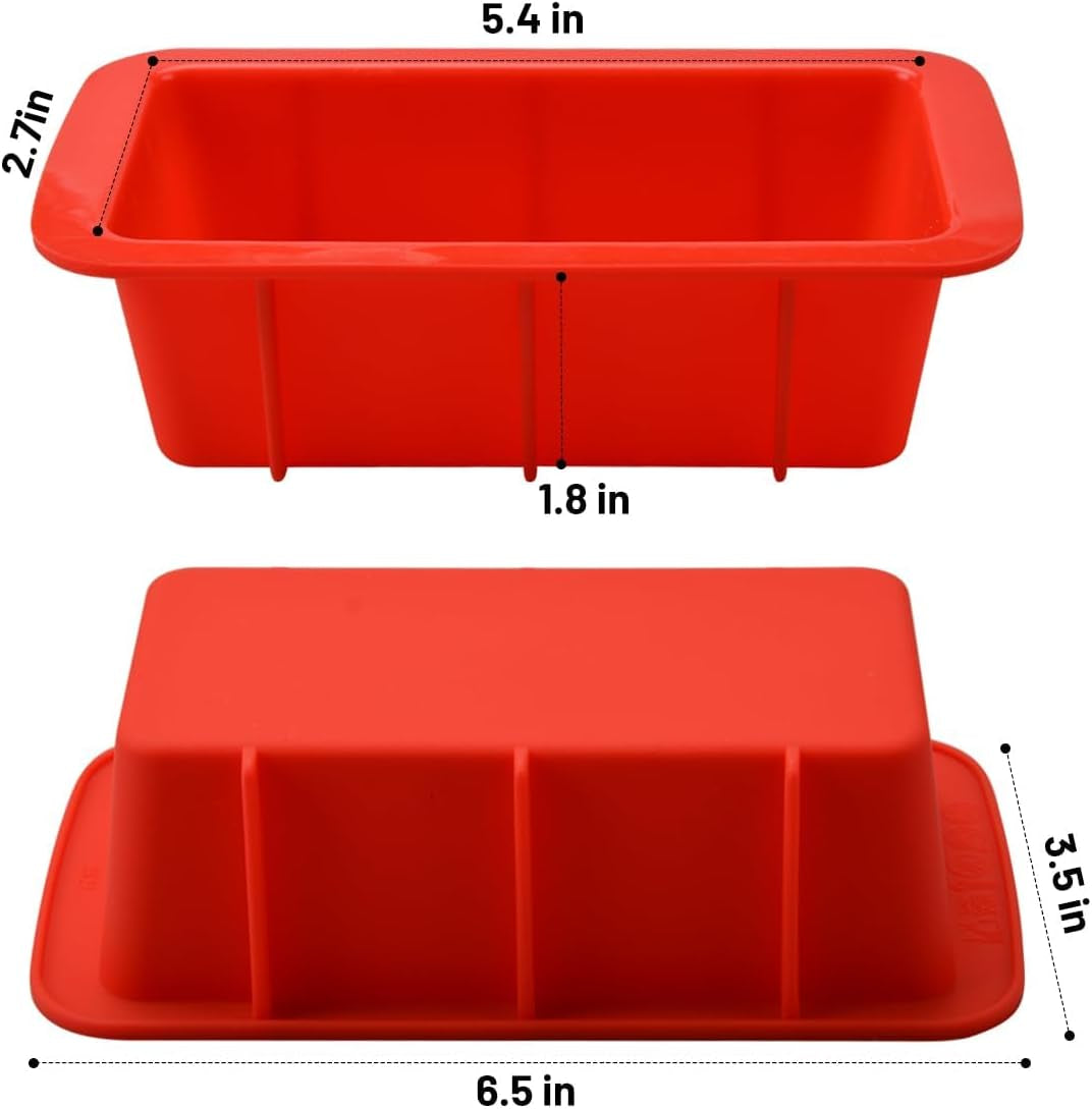 Silicone Mini Bread Loaf Pans for Baking, Small Loaf Pan Set of 4, 2.7X5.4 Inch Nonstick Bread Mold for Toast, Brownie, Loaf, Cake, Soaps