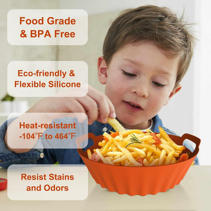 Silicone Air Fryer Liners Reusable Airfryer Liners 2 Pack 3-5 QT Silicone Pot 7.7 Inch, Air Fryer Basket round Silicone Mat Oven Baking Tray Replace Parchment Paper for Air Fryer Accessories