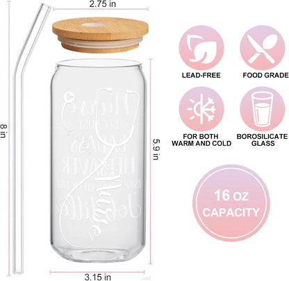 Nurse Gifts for Women - Nurse Appreciation Gifts, Nurses Week - Nursing Graduation Gift for Her - RN Gift - 16 Oz Can Glass
