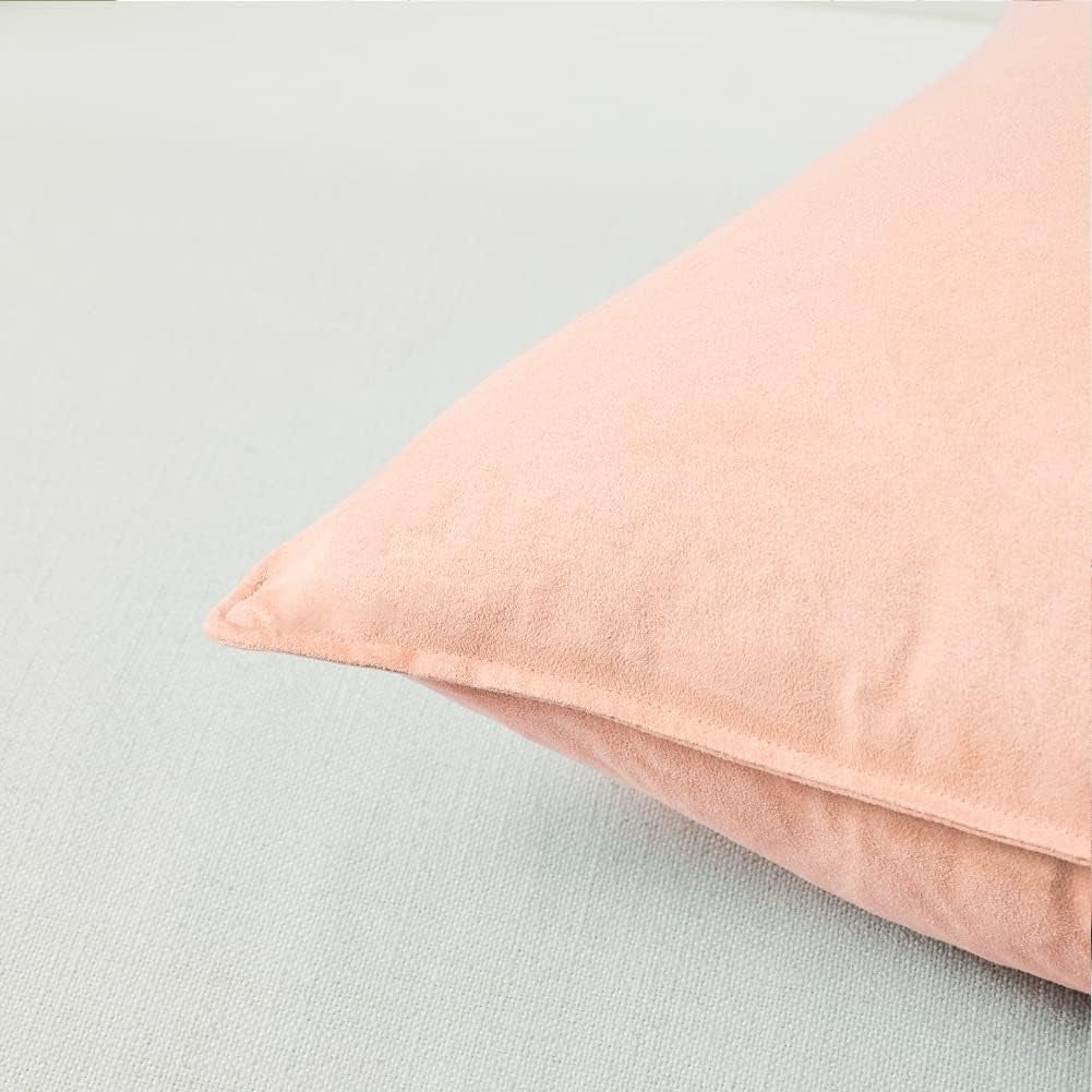 2 Packs Premium Faux Suede Decorative Throw Pillow Covers, Super Soft Square Pillow Case,Solid Cushion Cover for Couch/Sofa/Bedroom (16"X 16",Set of 2, Peach)