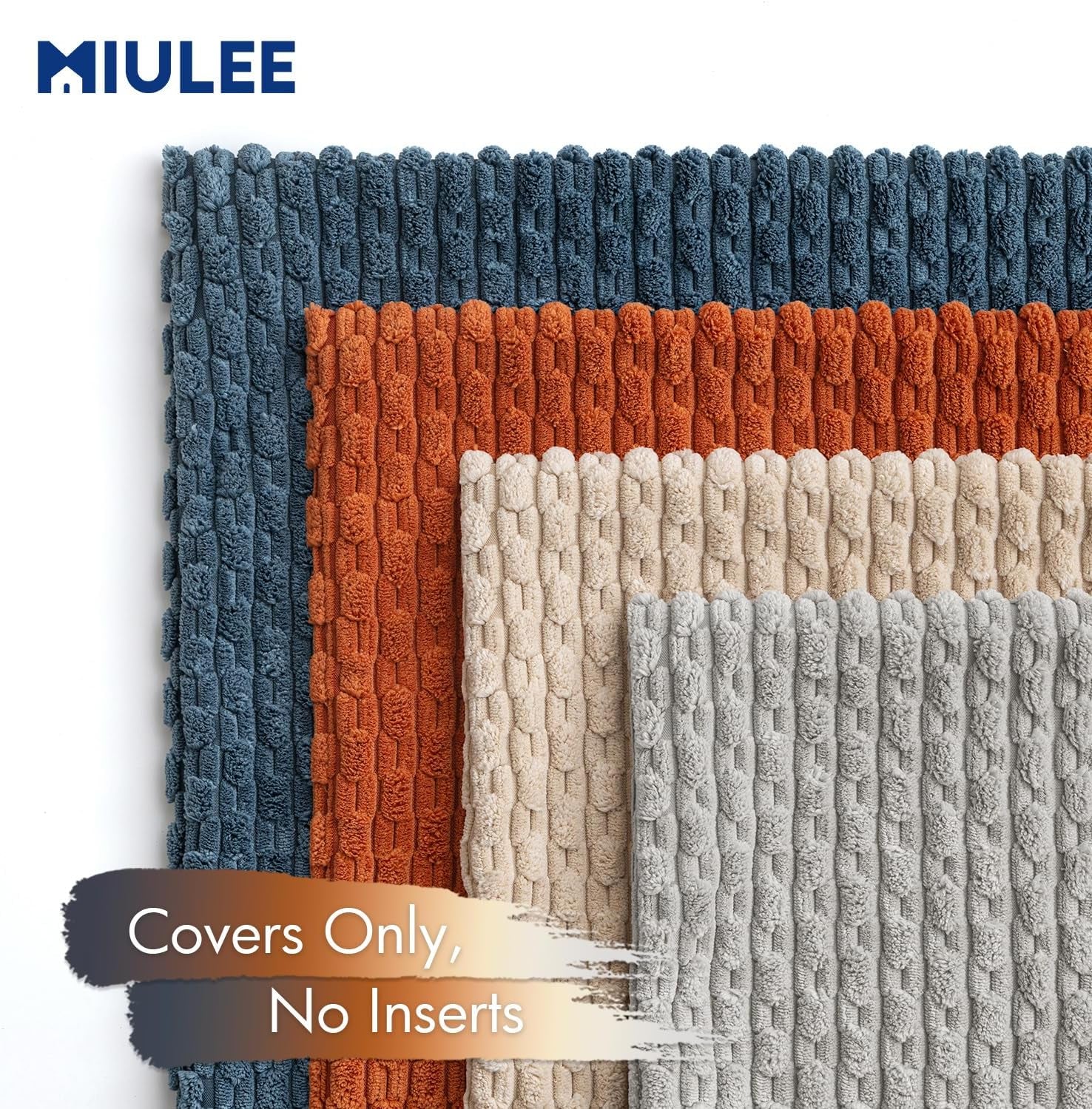 Fall Throw Pillow Covers Soft Couch Decorative Set of 4 Boho Striped Cushion Covers Corduroy Pillowcases Farmhouse Accent Home Decor for Couch Bed Sofa Living Room 18X18 Inch Blue and Orange