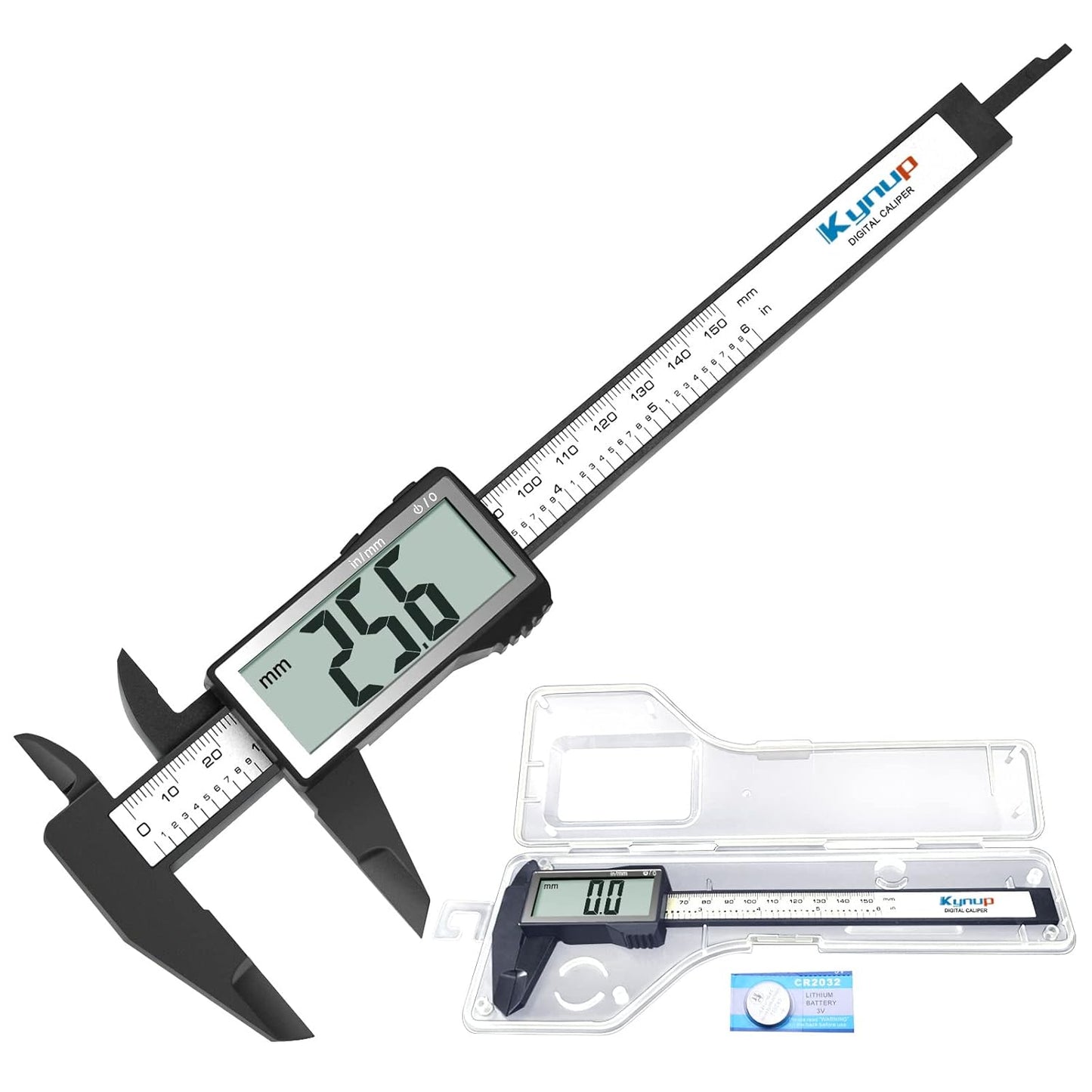 Digital Caliper with Large Screen, Caliper Measuring Tool, Micrometer Caliper Digital, Caliper Tool for Mechanics, Jewelers, Woodworkers, Inch and Millimeter Conversion (6Inch/150Mm)