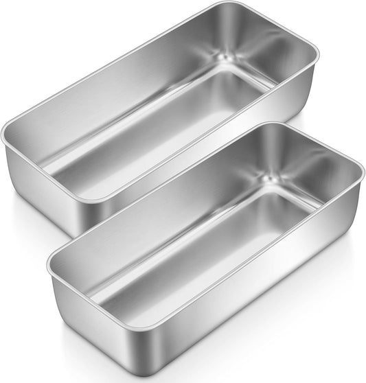 Loaf Pans for Baking Bread, 12 X 5 Inch Large Stainless Steel Bread Loaf Pan Tins for Homemade Meatloaf Cake Brownies, Healthy & Sturdy, Oven & Dishwasher Safe, 2Pcs