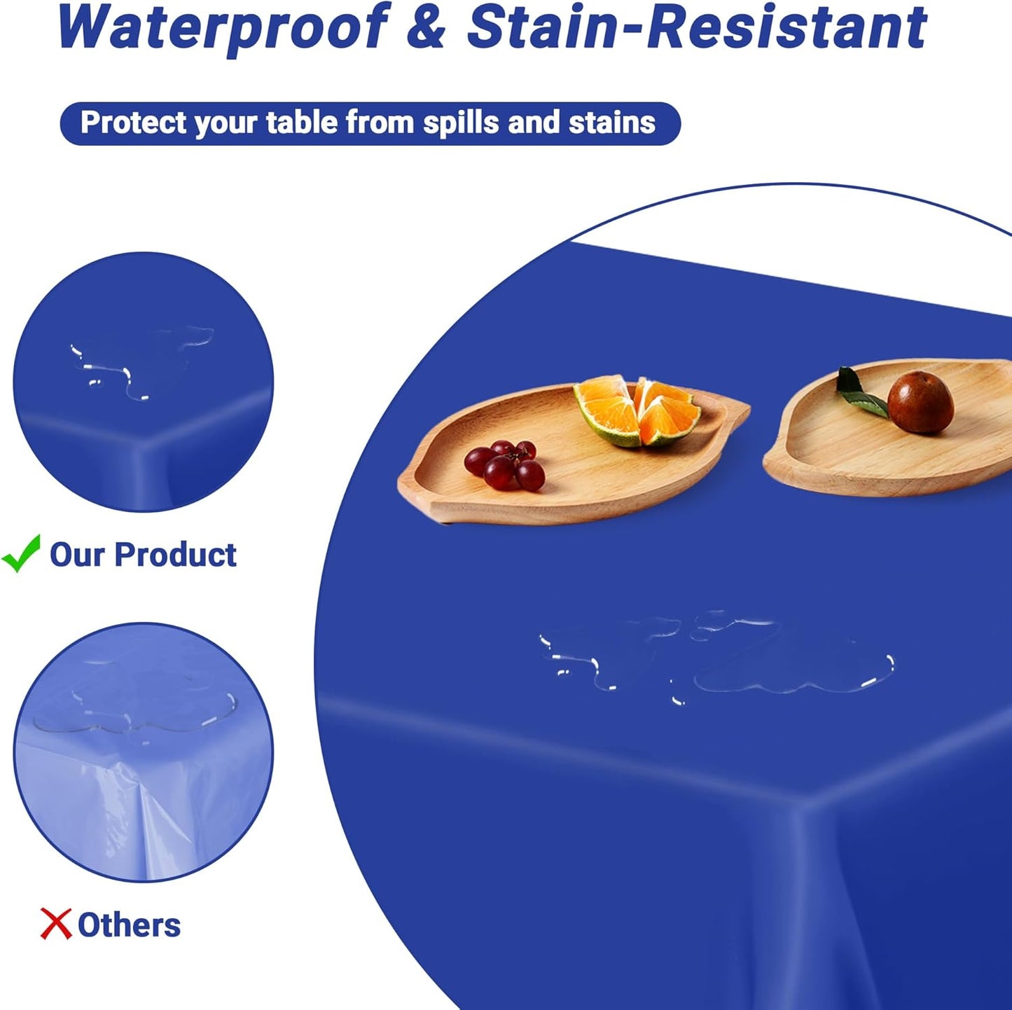 4 PCS Blue Tablecloth, 54 X 108 Inches Plastic Table Cloth Disposable, Table Cloth for Parties, Picnic, Camping and Baby Shower Decorations, Leakproof Table Cover of Indoors Outdoors