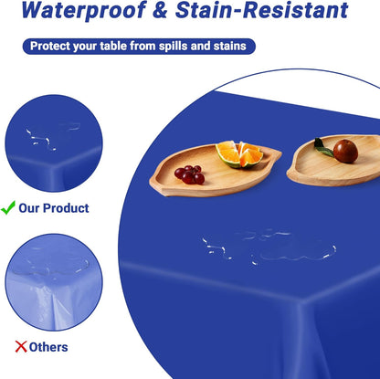 4 PCS Blue Tablecloth, 54 X 108 Inches Plastic Table Cloth Disposable, Table Cloth for Parties, Picnic, Camping and Baby Shower Decorations, Leakproof Table Cover of Indoors Outdoors