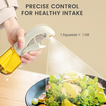 Oil Sprayer for Cooking, Atomization Olive Oil Dispenser Bottle for Cooking,Glass Olive Oil Sprayer, Patented Product,Continuous Spray with Portion Control, for Kitchen, Air Fryer, Salad, BBQ - White