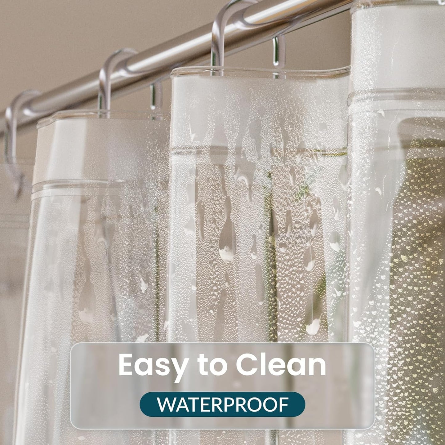 Clear Shower Curtain Liner 72 X 78 and Nickel Shower Curtain Rings