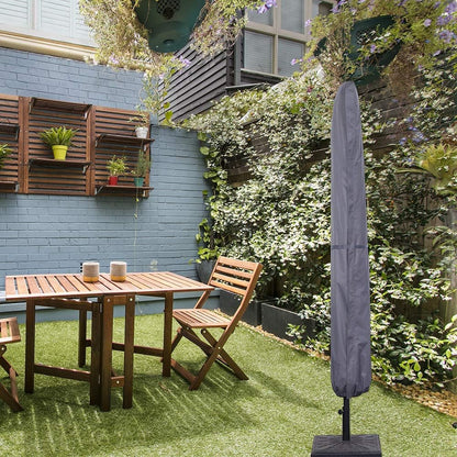 Premium Waterproof Patio Umbrella Cover with Rod for 7 to 11 Ft and 15 Ft Double-Sided Umbrellas, 600D Fabric, Gray with Zipper