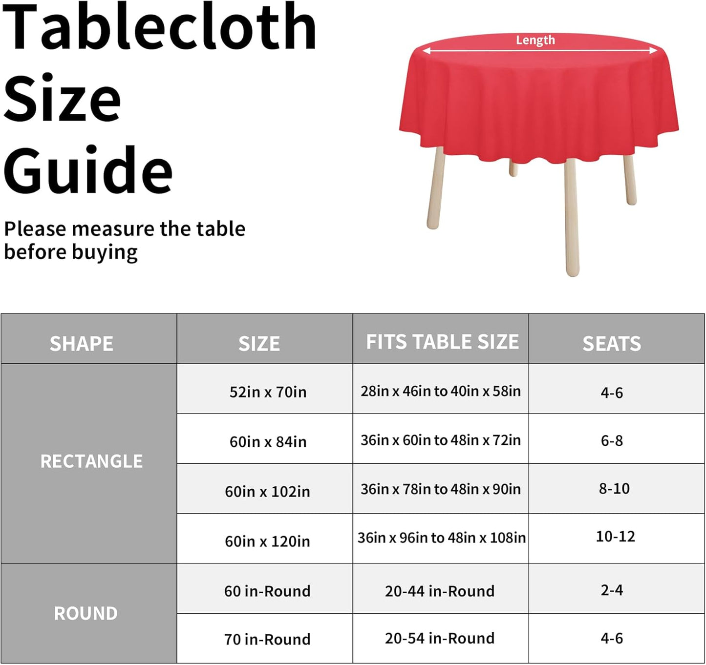 Faux Linen Waterproof Spill-Proof Tablecloth Stain Resistant round Table Cloth Wrinkle Free Decorative Fabric for Kitchen, Dining, Party, Weddings, Restaurants (70 In-Round, Red)