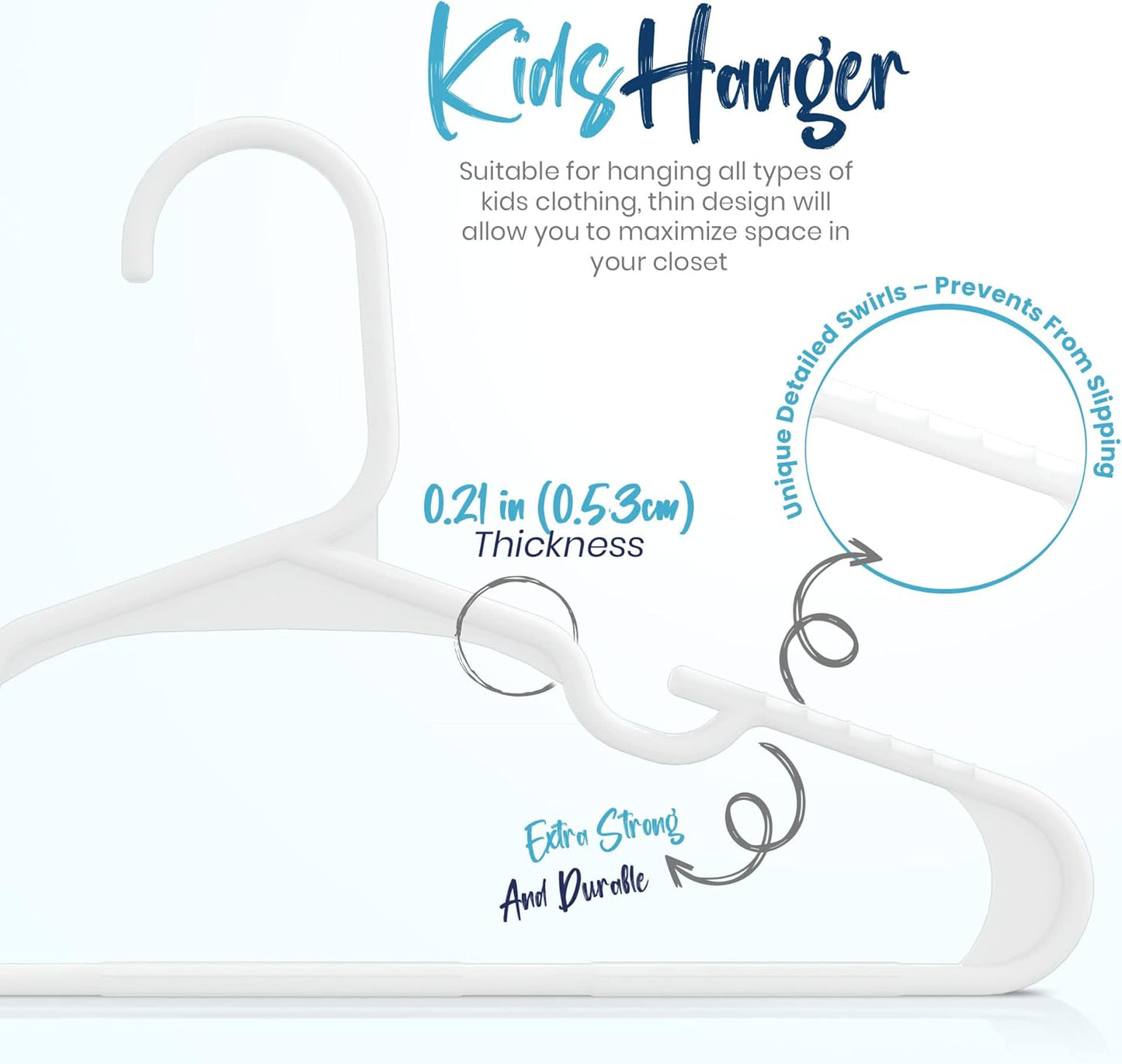 60 Pack Kids Hangers - 11.5 Inch Plastic Baby Hangers for Closet - Childrens Hanger for Clothes & Infant Hanger for Closet (White)