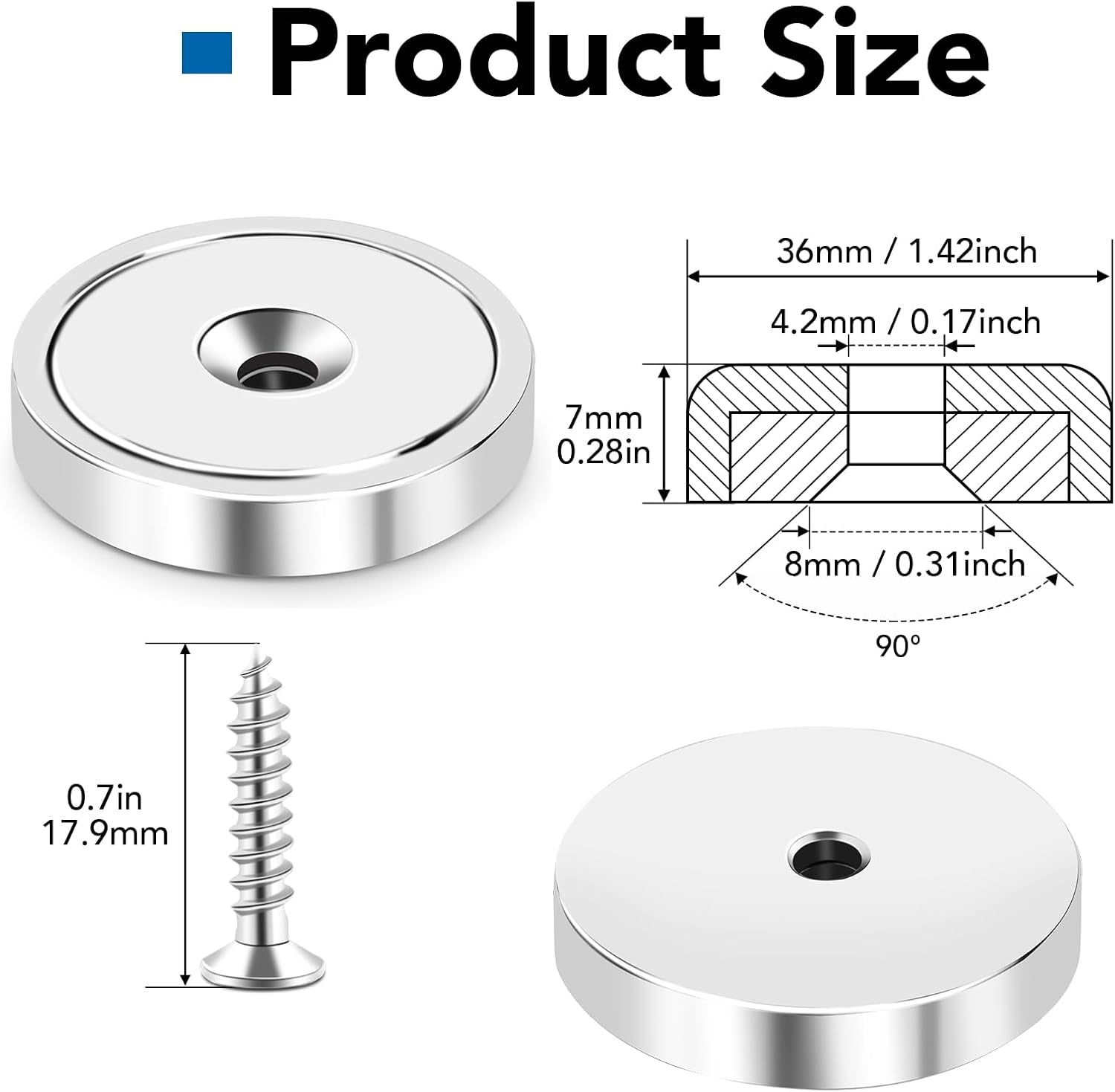Refrigerator Magnets 12Pcs Magnet Clips Fridge Magnetic,Strong Neodymium Cup Magnets, Waterproof, Rare Earth