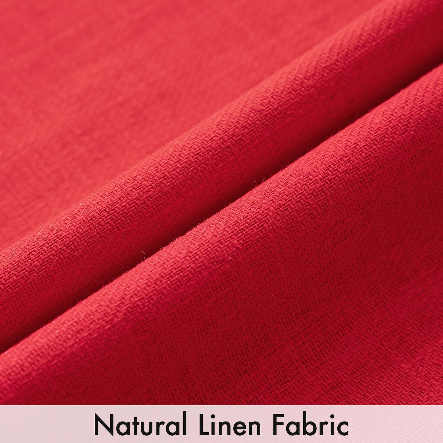 Set of 2 Decorative Linen Pillow Covers, 18x18 Inches, Red Farmhouse Solid Neutral Throw Pillowcases for Sofa, Couch, and Bed Decor in Living Room