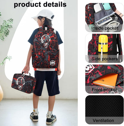 Preschool Backpack Kids Kindergarten Backpack with Lunch Box School Book Bags for Elementary Primary Schooler