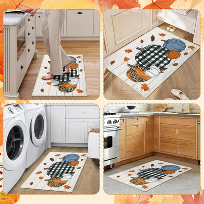 20"X32" Fall Bathroom Rugs Non Slip Washable, Pumpkin Fall Kitchen Rugs Farmhouse Halloween Kitchen Mat, Indoor Door Mats Carpet for Hallway Entryway Laundry Room Autumn Home Decor