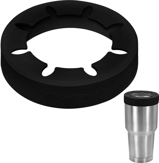 Silicone Ring for 30 Oz Stainless Steel Tumbler,Reusable Iced Coffee Sleeve for Stainless Steel Tumbler,For 30Oz Yeti,Rtic,Bjpkpk,For the Cup Mouth Diameter 3.9-4 Inch (Black)