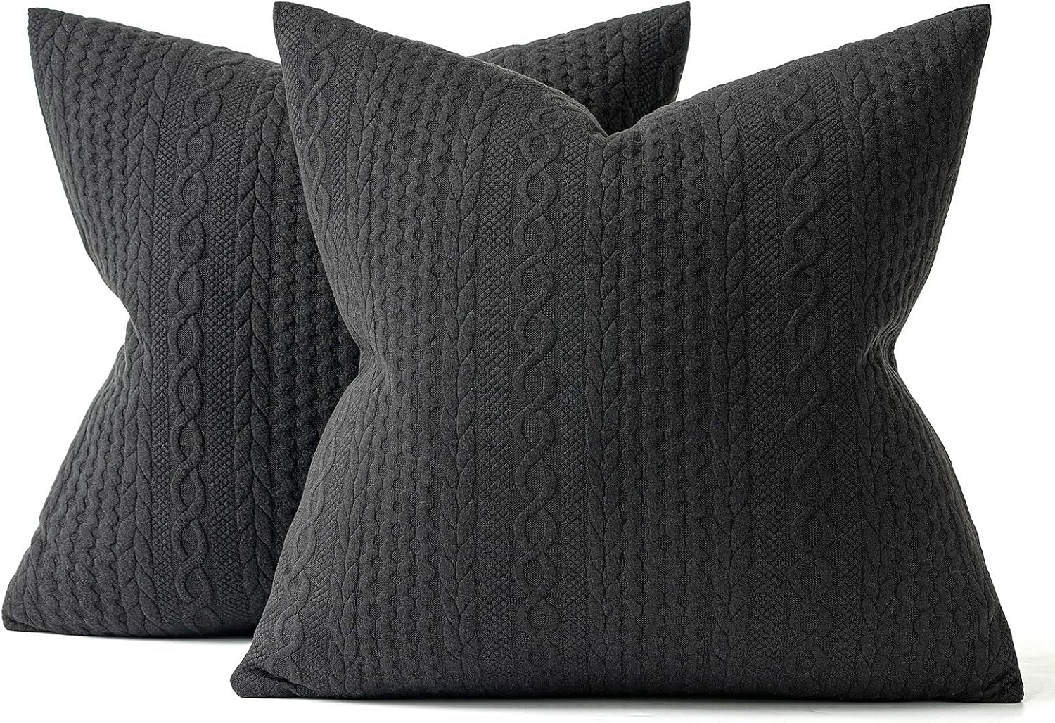 Fall Decorative Throw Pillow Covers Set of 2 Super Soft Modern Stretchy Embossed Patterned Cushion Covers for Halloween Farmhouse Couch Sofa Livingroom Bed,Black 18X18 Inch