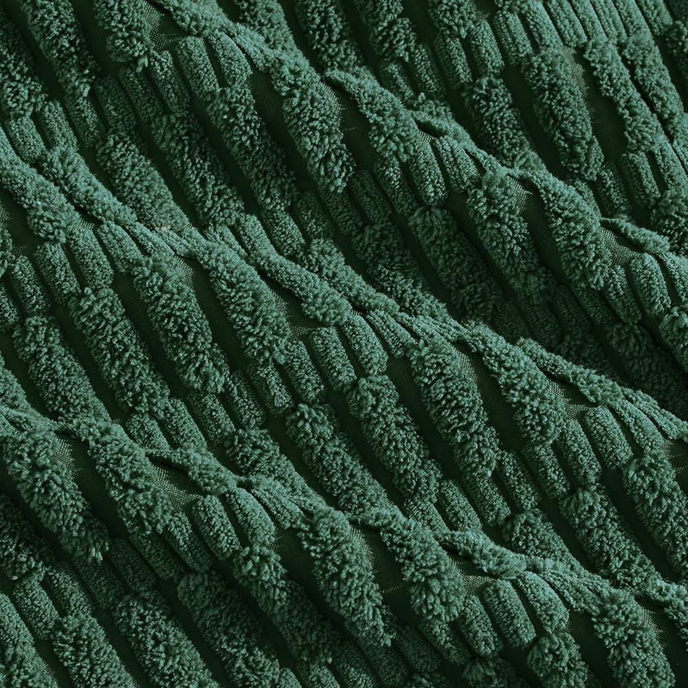 2 Packs Boho Dark Green Decorative Throw Pillow Covers 18X18 Inch for Couch Bed Sofa, Rustic Modern Farmhouse Home Decor, Soft Plush Corduroy Cute Square Cushion Case 45X45 Cm