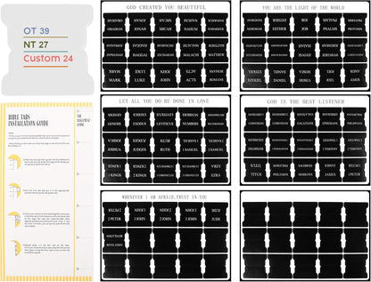 Black Bible Tabs for Men - Paper Index Tabs for Scripture Study & Chapter Markers, 66 Bible Tabs Old and New Testament and 24 Blank Custom Tabs