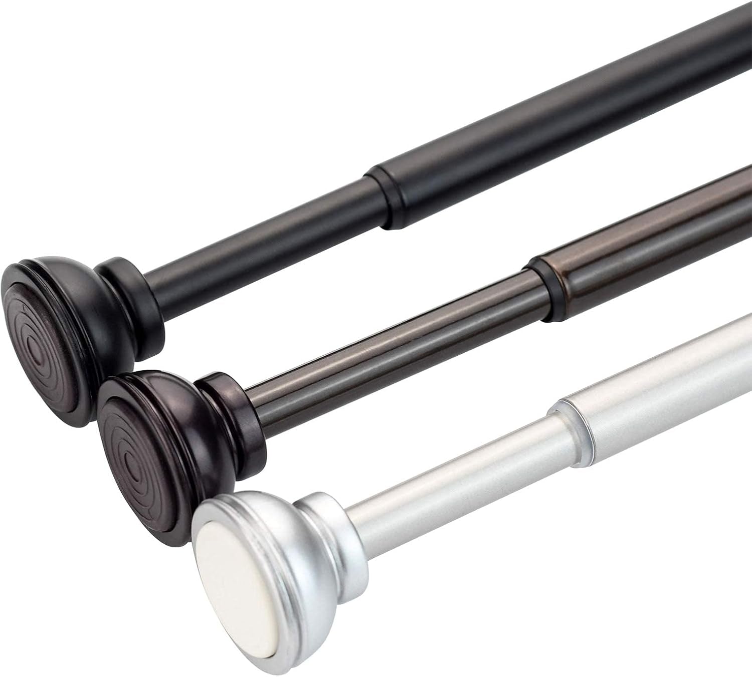 2 Pack Spring Tension Rod, 1/2-Inch Decorative Tension Drapery Rod for Window, Nickle, (17-26 Inches)