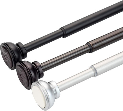 2 Pack Spring Tension Rod, 1/2-Inch Decorative Tension Drapery Rod for Window, Nickle, (17-26 Inches)