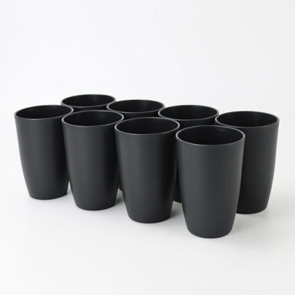 Set of 8 Durable Wheat Straw Drinking Cups - 20 OZ Reusable and Dishwasher Safe in Black
