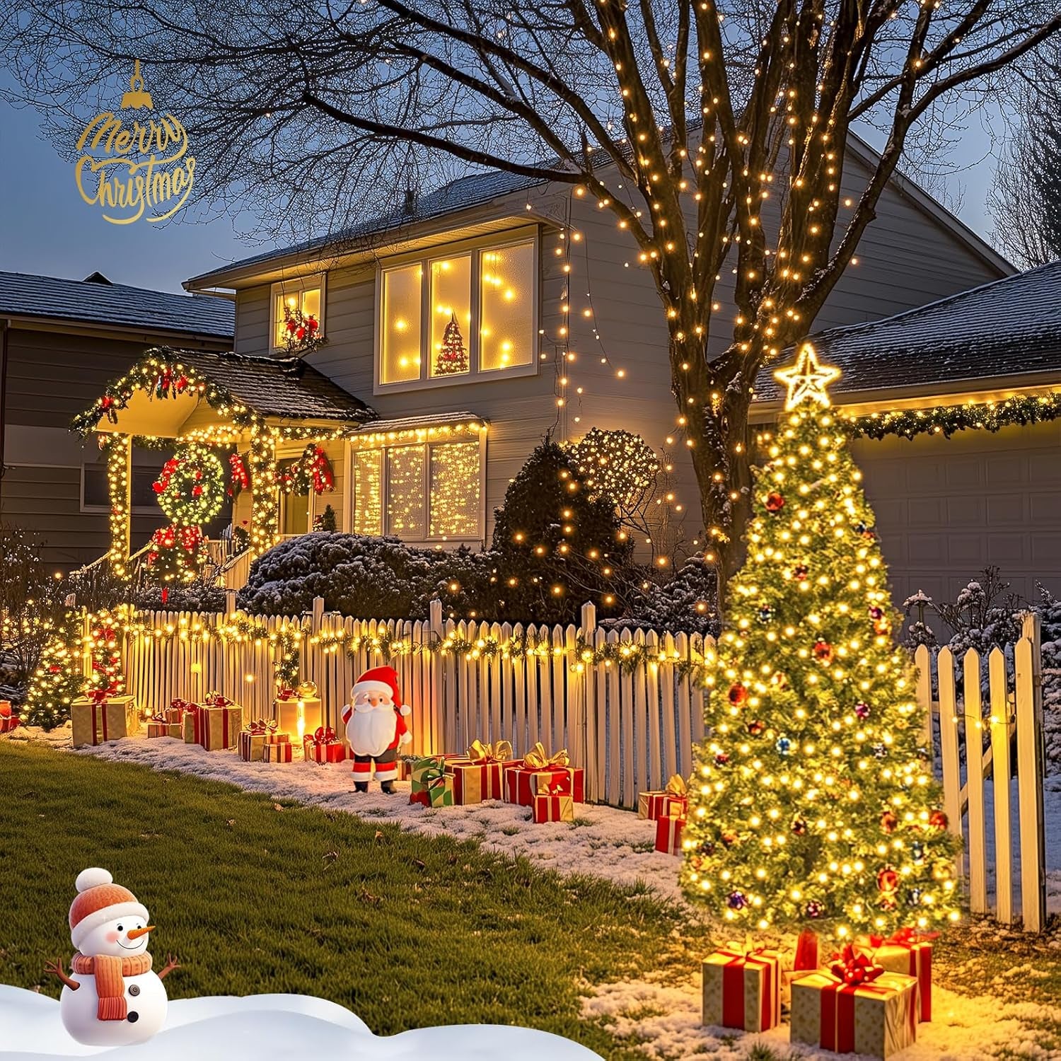2 Pack Solar String Lights Outdoor Waterproof - Total 400 LED 151FT Solar Christmas Lights Outdoor, 8 Modes Warm White String Light for outside Patio Yard Tree Garden Christmas Decorations