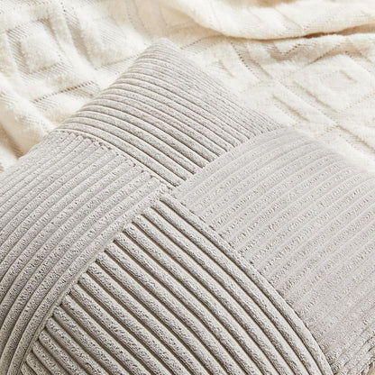 2 Packs Neutral Grey Decorative Throw Pillow Covers 18X18 Inch for Living Room Couch Sofa, Rustic Farmhouse Boho Home Decor, Soft Corss Corduroy Patchwork Textured Square Cushion Case 45Cm