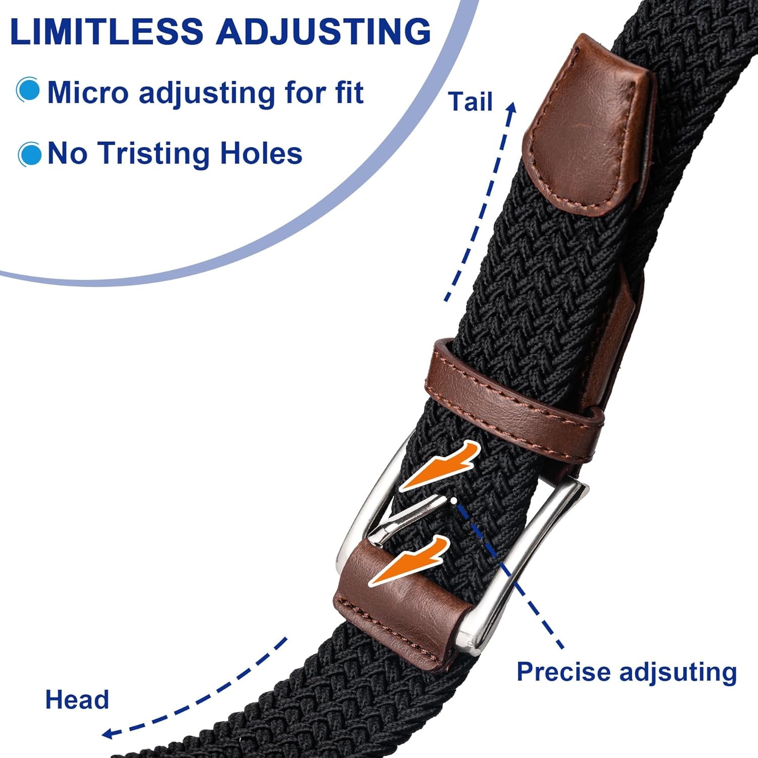 Mens Belt, Canvas Elastic Fabric Woven Stretch Multicolored Braided Belts for Golf Casual Pants Shirts Jeans
