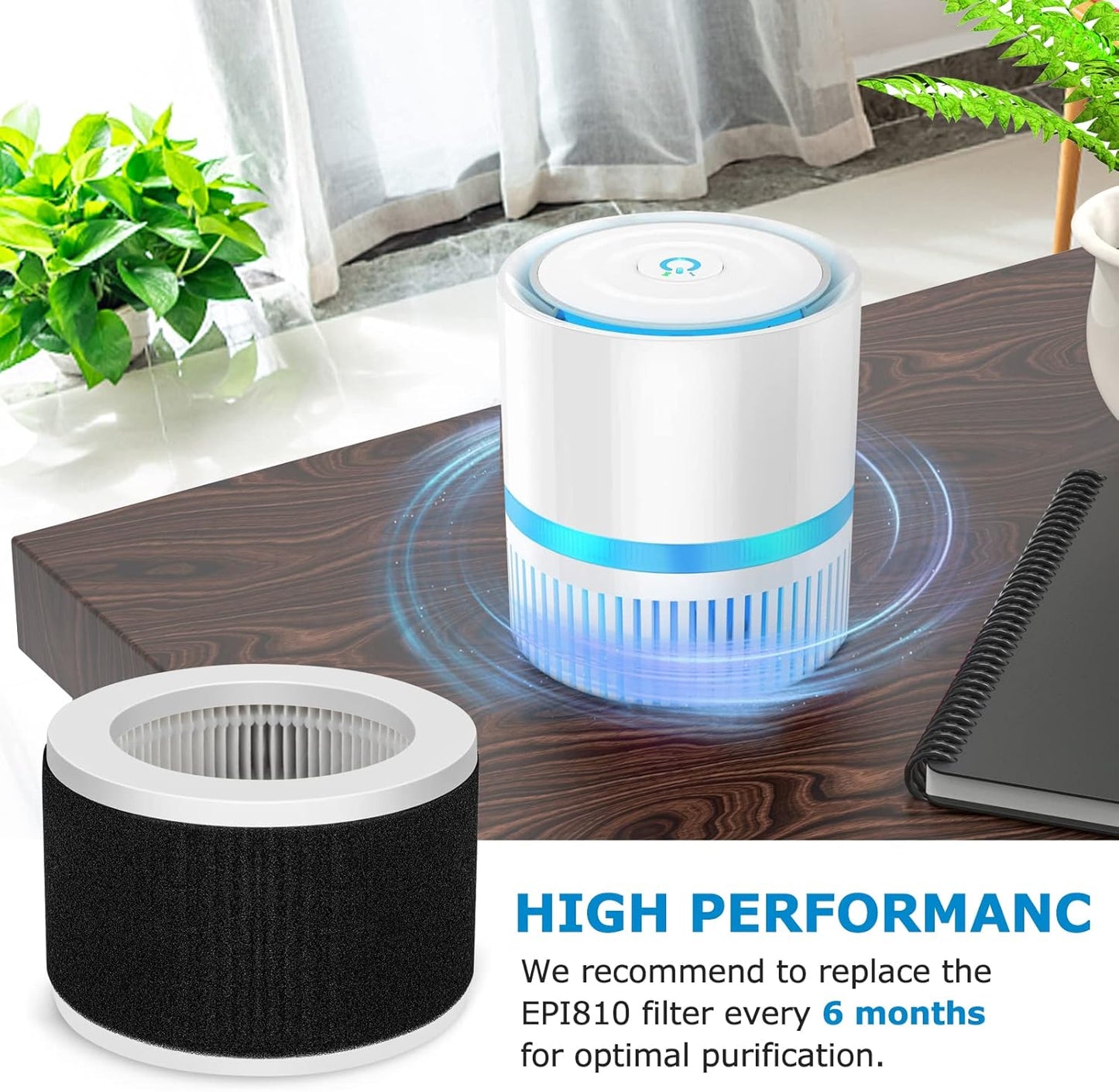 EPI810 Replacement Filter for KOIOS, MOOKA, and MEGAWISE Air Purifiers - 3-in-1 HEPA Filter - 2-Pack