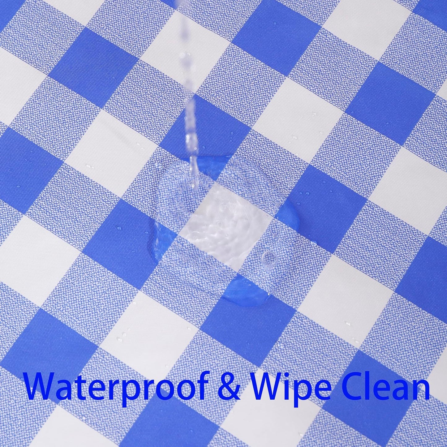 Heavy Duty Vinyl Tablecloth with Flannel Backing Waterproof Oil-Proof Plastic Table Cloth Stain-Resistant Wipeable Rectangle or Square Table Cover for Indoor and Outdoor (Blue Checkered, 54X54 Inch)