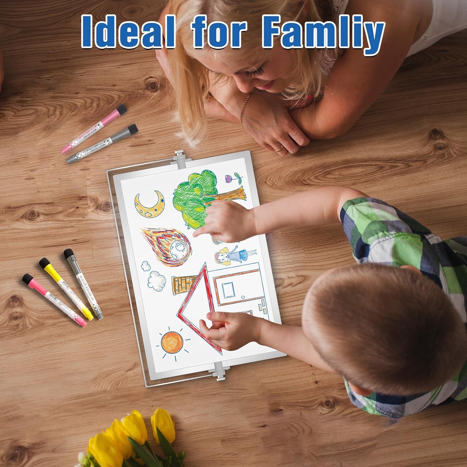 Magnetic Dry Erase White Board with Stand, 12''X8'' Double-Sided White Board for Kids, Desktop Whiteboard with Stand, Magnetic Whiteboard Portable, Dry Erase Board for Kids, Todo, Drawing