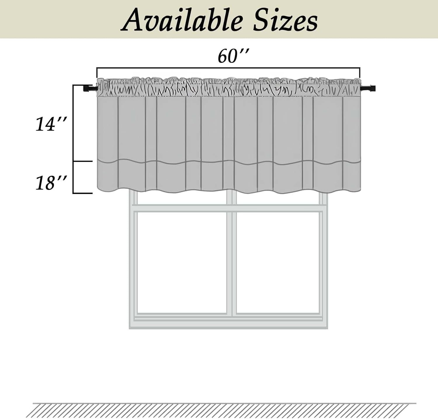 Black Valance for Windows, Short Blackout Curtains for Kitchen/Small Windows with Rod Pocket，Thermal Insulated Solid Curtain Valance, Each 60Wx14L Inches, 1 Piece