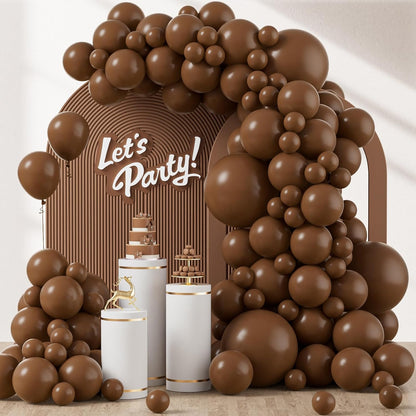 120Pcs Dark Brown Balloons, 18 12 10 5 Inch Boho Latex Balloons Different Sizes Dark Brown Balloon Arch Kit for Birthday Baby Shower Wedding Anniversary Party Decorations