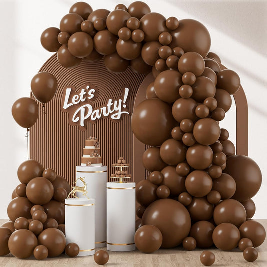 120Pcs Dark Brown Balloons, 18 12 10 5 Inch Boho Latex Balloons Different Sizes Dark Brown Balloon Arch Kit for Birthday Baby Shower Wedding Anniversary Party Decorations