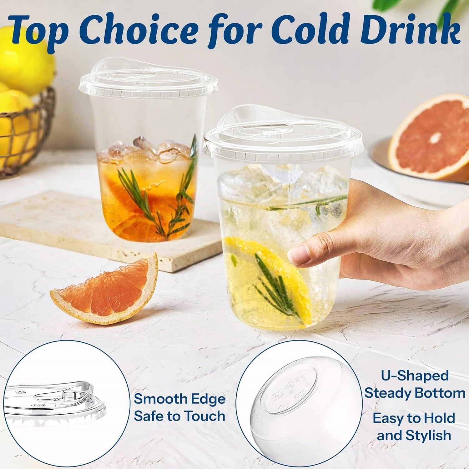 16 Oz Clear Plastic Cups with Lids (100 Pack) - Strawless Sip Lids, Leak-Proof & Bpa-Free Iced Coffee Cups - Disposable Cold Drink Cups for Smoothies, Milkshake, Parties, Events