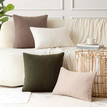 Pack of 2, Curly Faux Fur Decorative Throw Pillow Covers Soft Fuzzy Plush Cushion Case with Zipper Cozy Pillowcase for Home Living Room Couch Bed Sofa 16 X 16 Inch, Chocolate