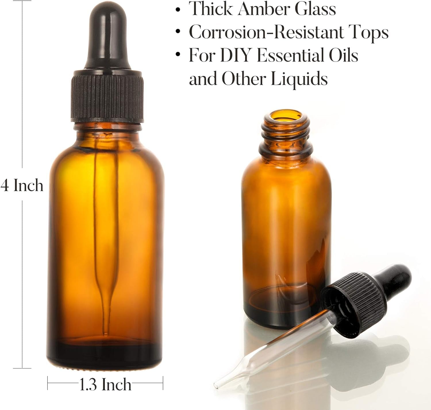 24 PCS, 1 Oz Dropper Bottles for Essential Oils with 6 Funnels & 1 Long Glass Dropper - 30Ml Amber Glass Bottle with Eye Droppers - Tincture Bottles, Leak Proof Travel Bottle for Liquids