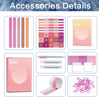 Elegant Bible Cover with Study Journaling Kit for Women, Featuring Shoulder Strap and Zip Storage Pocket, Perfect Gift for Bible Enthusiasts